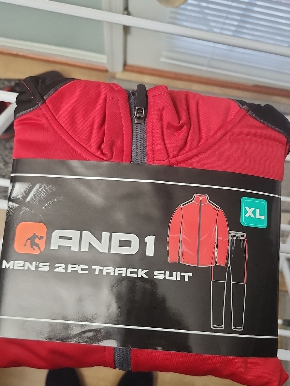 And1 Red, Black Zipper Trimmed In Grey Track Suit Label